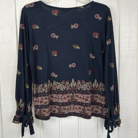 Lucky Brand Women Long Sleeve Floral Top Tshirt Blue Boho Cottage Fairy Size XS - Picture 6 of 8